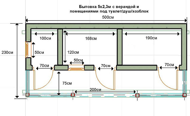 Туалет и душ для дачи под одной крышей схема